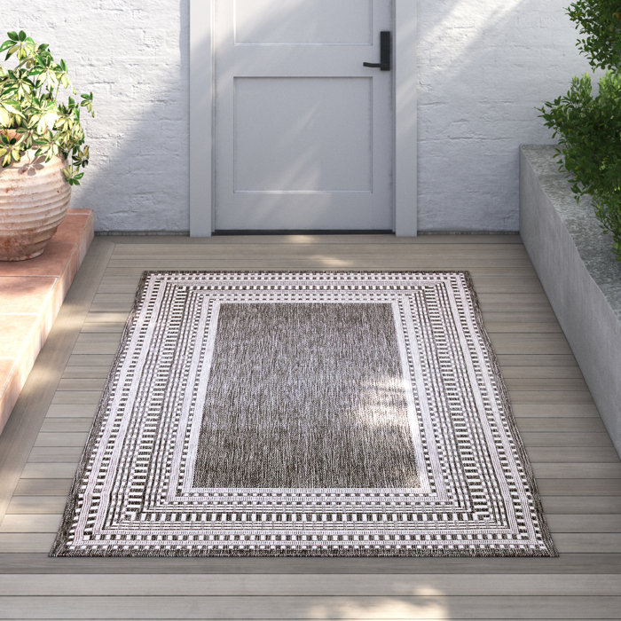 Joss & Main Ventura Charcoal/Ivory Indoor/Outdoor Rug & Reviews Wayfair